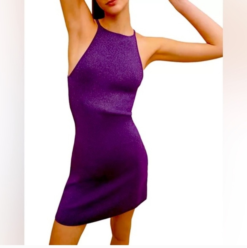 Maje Purple Halterneck Mini Dress